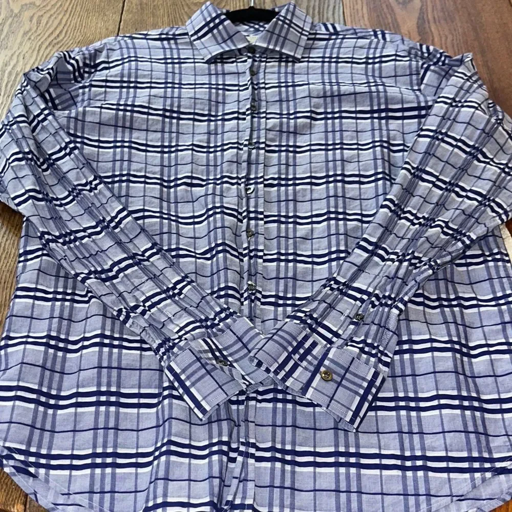 Burberry Novo Check in Midnight 🕛 Blue & Gray Plaid Button-Down Shirt